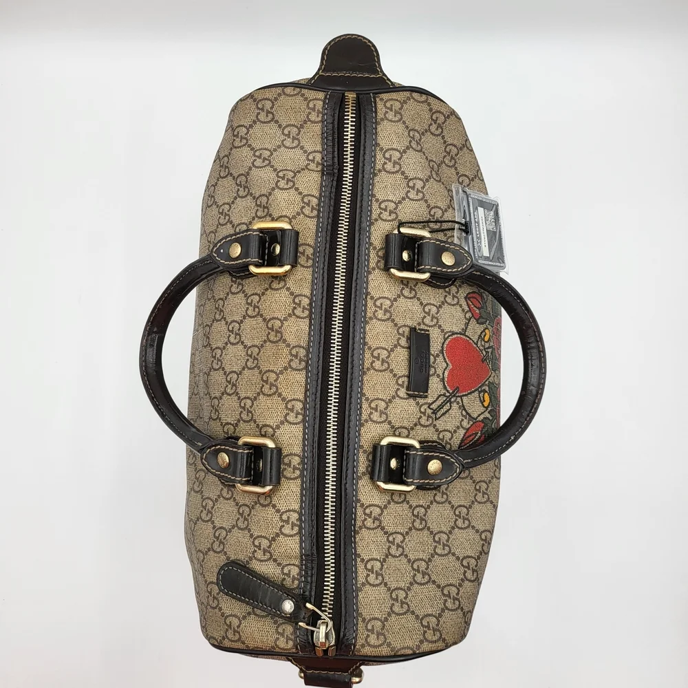 Gucci Coated Canvas Boston 30 Tattoo Rose Heart Bag Limited Edition..Authentic.. - Picture 6 of 15